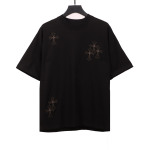  Chrome Hearts cross embroidery horseshoe patch T-Shirts black
