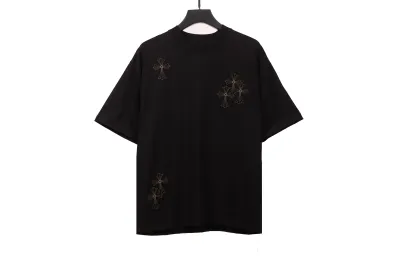 Chrome Hearts cross embroidery horseshoe patch T-Shirts black 01