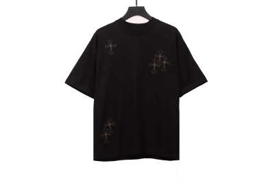 Chrome Hearts cross embroidery horseshoe patch T-Shirts black 01
