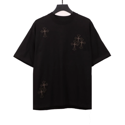  Chrome Hearts cross embroidery horseshoe patch T-Shirts black 01
