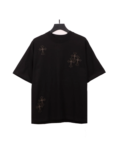 Chrome Hearts cross embroidery horseshoe patch T-Shirts black 01
