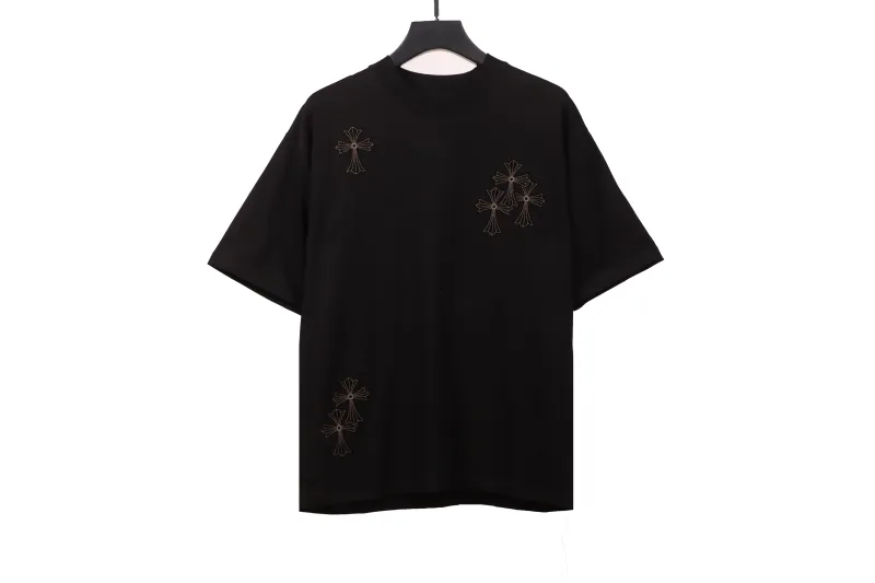 Chrome Hearts cross embroidery horseshoe patch T-Shirts black