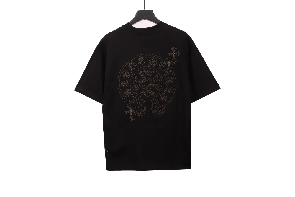 Chrome Hearts cross embroidery horseshoe patch T-Shirts black