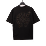  Chrome Hearts cross embroidery horseshoe patch T-Shirts black