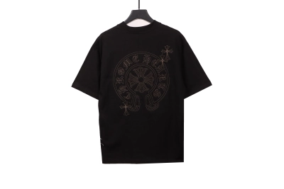 Chrome Hearts cross embroidery horseshoe patch T-Shirts black 02