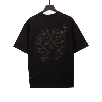  Chrome Hearts cross embroidery horseshoe patch T-Shirts black 02