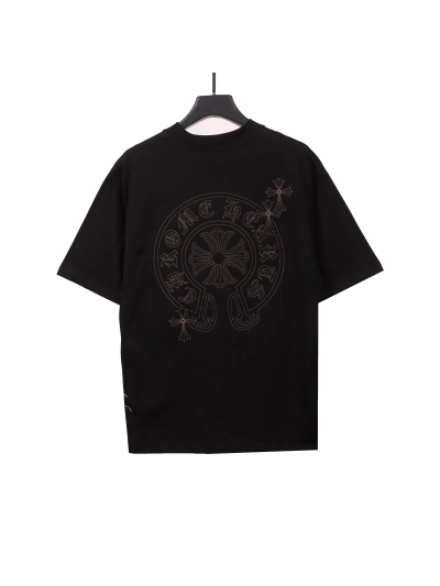 Chrome Hearts cross embroidery horseshoe patch T-Shirts black 02