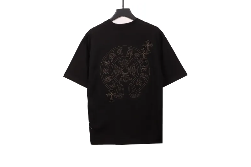 Chrome Hearts cross embroidery horseshoe patch T-Shirts black