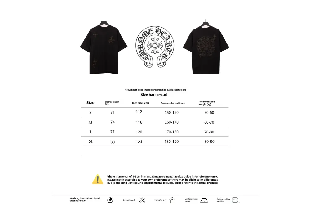 Chrome Hearts cross embroidery horseshoe patch T-Shirts black