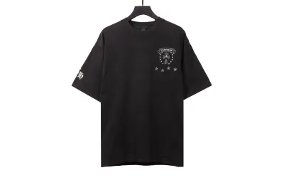 Chrome Hearts distressed washed Sanskrit cross T-Shirts black 01