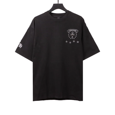  Chrome Hearts distressed washed Sanskrit cross T-Shirts black 01