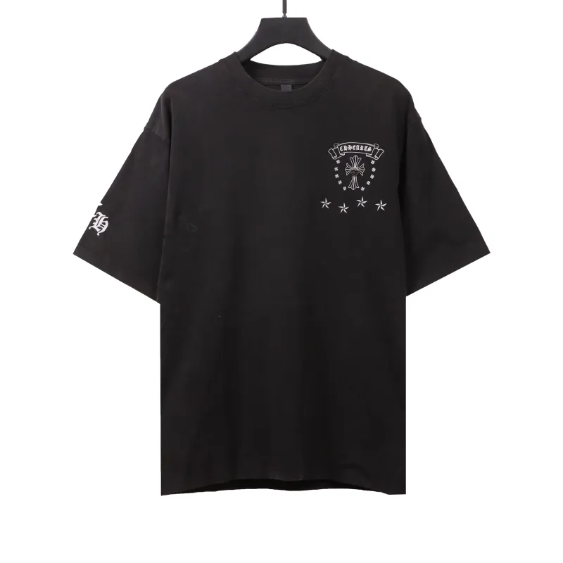  Chrome Hearts distressed washed Sanskrit cross T-Shirts black