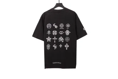 Chrome Hearts distressed washed Sanskrit cross T-Shirts black 02