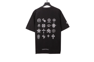 Chrome Hearts distressed washed Sanskrit cross T-Shirts black 02