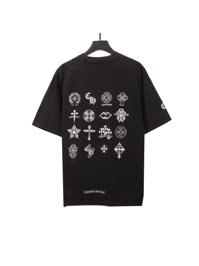 Chrome Hearts distressed washed Sanskrit cross T-Shirts black 02