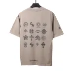  Chrome Hearts distressed washed Sanskrit cross T-Shirts gray