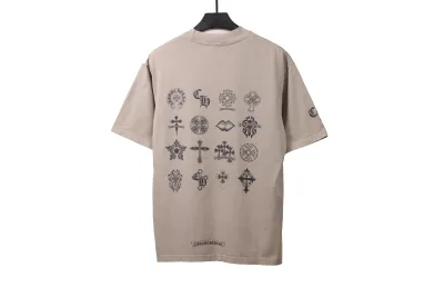 Chrome Hearts distressed washed Sanskrit cross T-Shirts gray 02