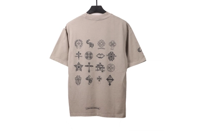 Chrome Hearts distressed washed Sanskrit cross T-Shirts gray 02
