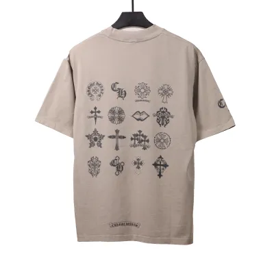  Chrome Hearts distressed washed Sanskrit cross T-Shirts gray 02