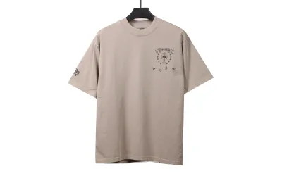 Chrome Hearts distressed washed Sanskrit cross T-Shirts gray 01