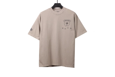 Chrome Hearts distressed washed Sanskrit cross T-Shirts gray 01