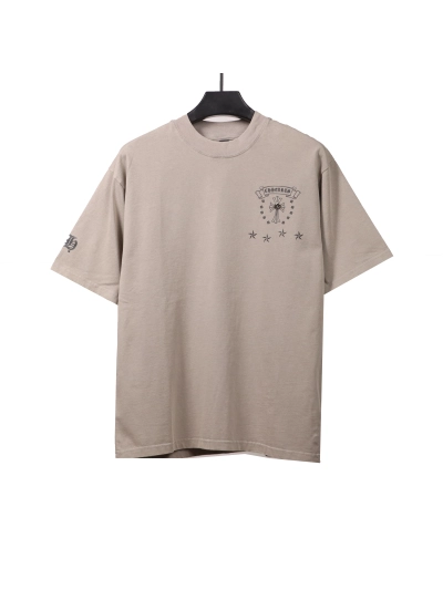 Chrome Hearts distressed washed Sanskrit cross T-Shirts gray 01