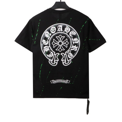  Chrome Hearts embellished horseshoe print T-Shirts  black 02