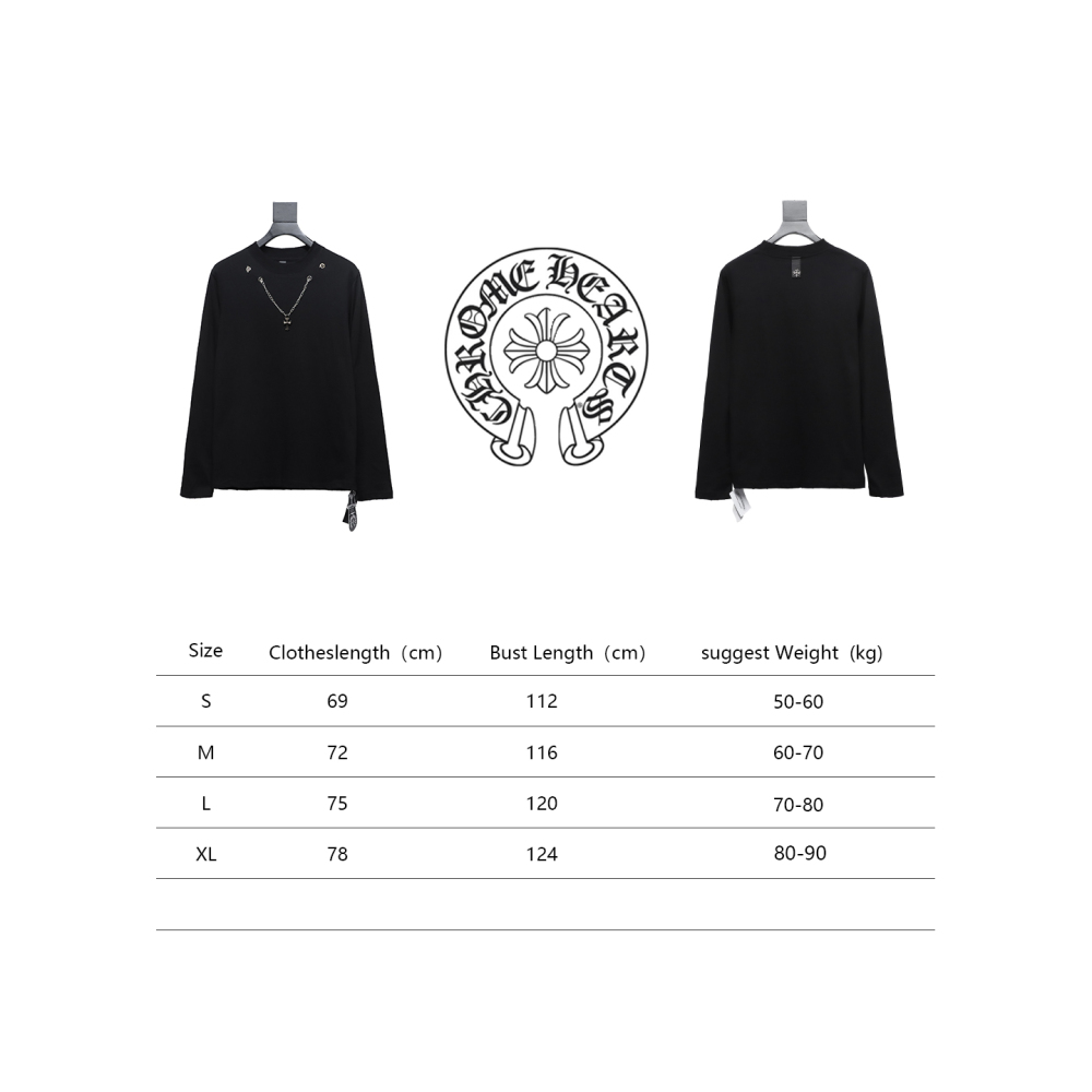  Chrome hearts hardware accessories long sleeve cross pendant T-shirt 2