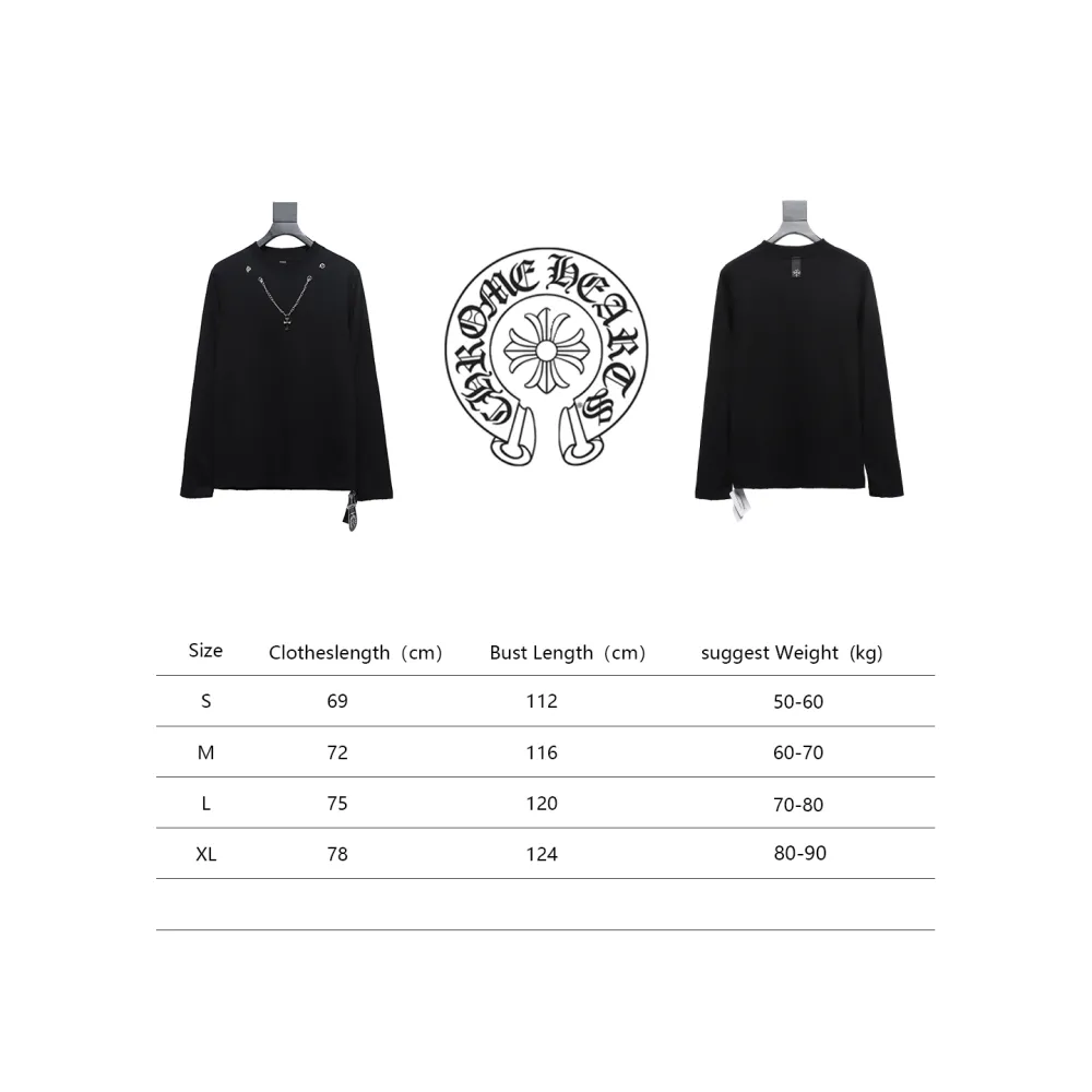  Chrome hearts hardware accessories long sleeve cross pendant T-shirt 2