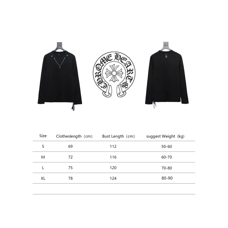  Chrome hearts hardware accessories long sleeve cross pendant T-shirt 2