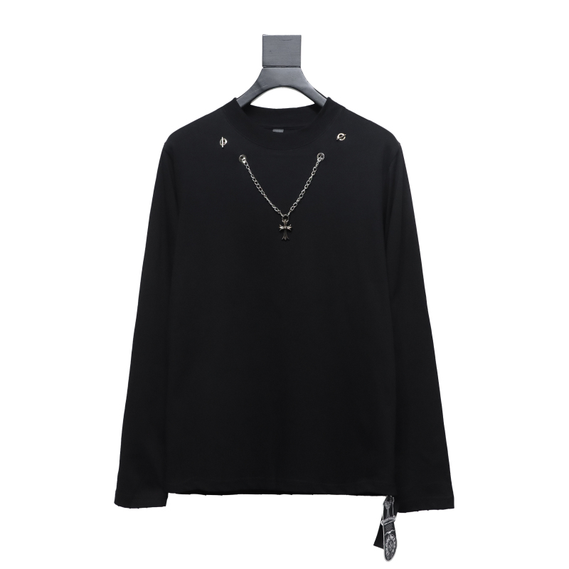  Chrome hearts hardware accessories long sleeve cross pendant T-shirt 2