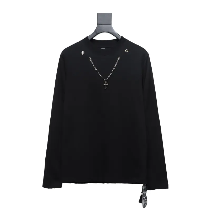  Chrome hearts hardware accessories long sleeve cross pendant T-shirt 2