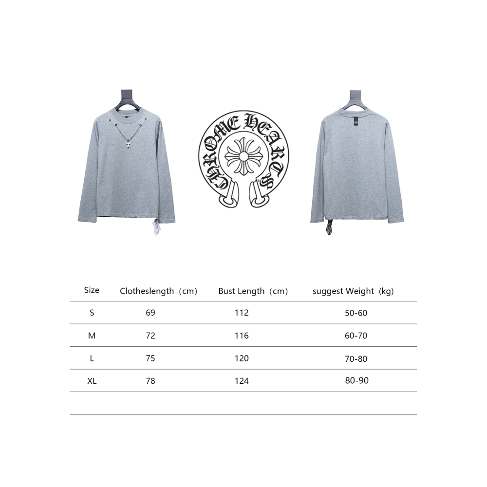  Chrome hearts hardware accessories long sleeve cross pendant T-shirt 3