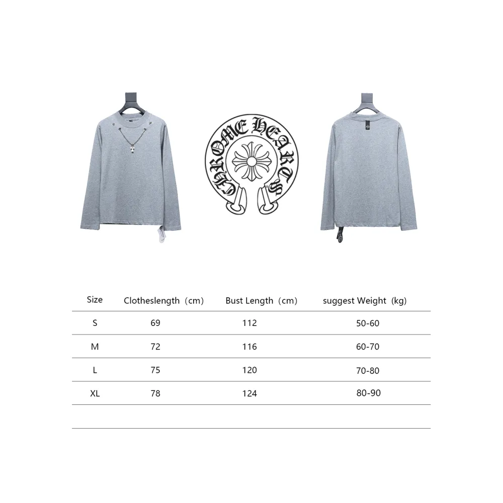  Chrome hearts hardware accessories long sleeve cross pendant T-shirt 3