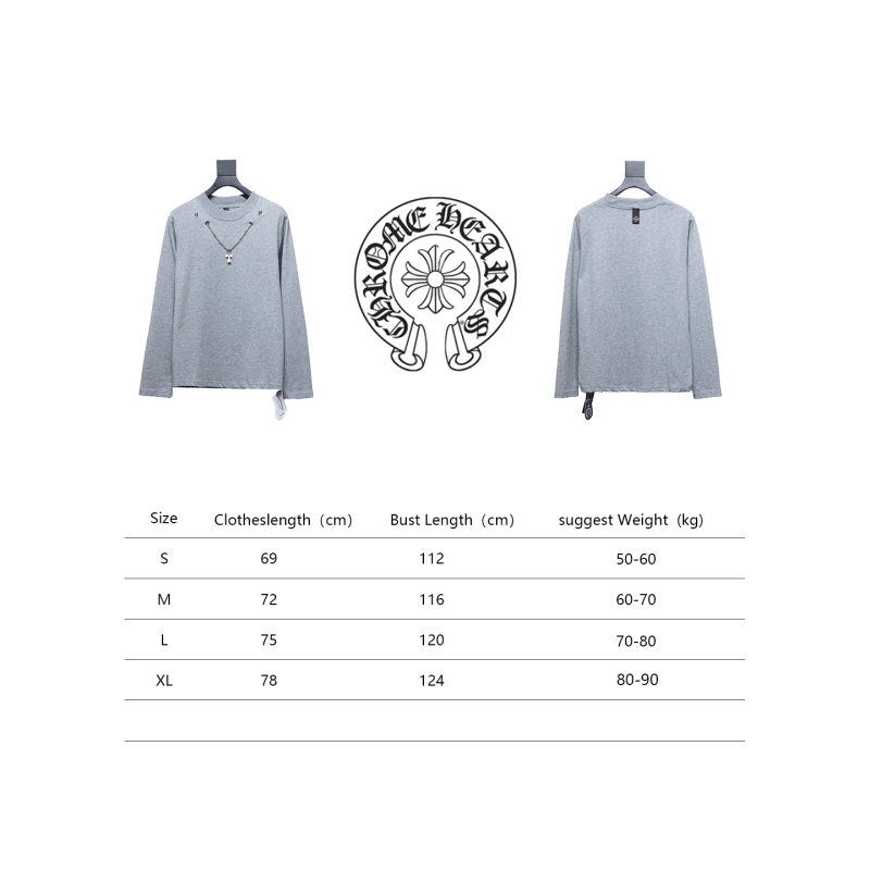  Chrome hearts hardware accessories long sleeve cross pendant T-shirt 3