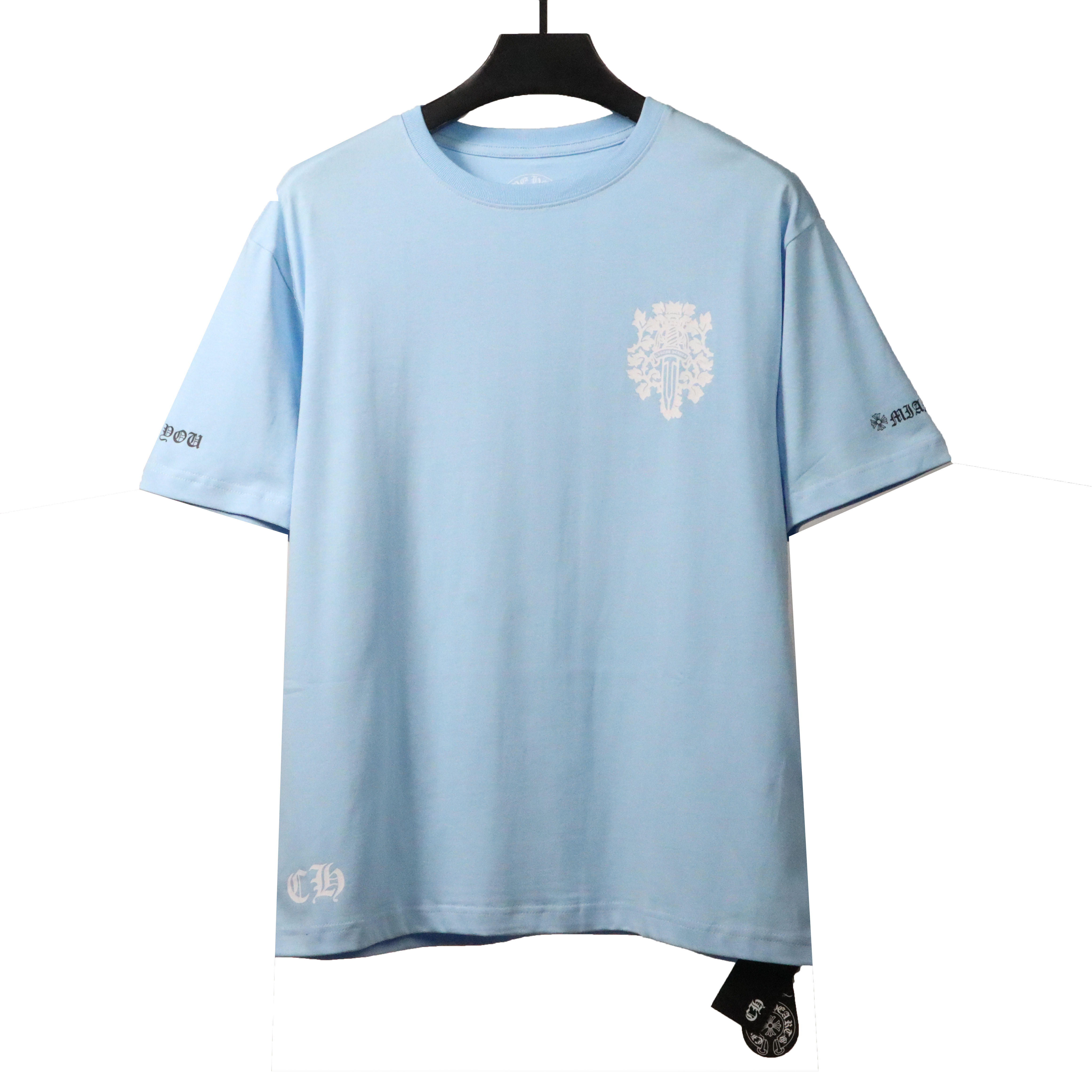 Chrome Hearts Holy Sword Print T-Shirts Blue