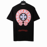  Chrome Hearts Horseshoe Foam Large Print T-Shirts Black