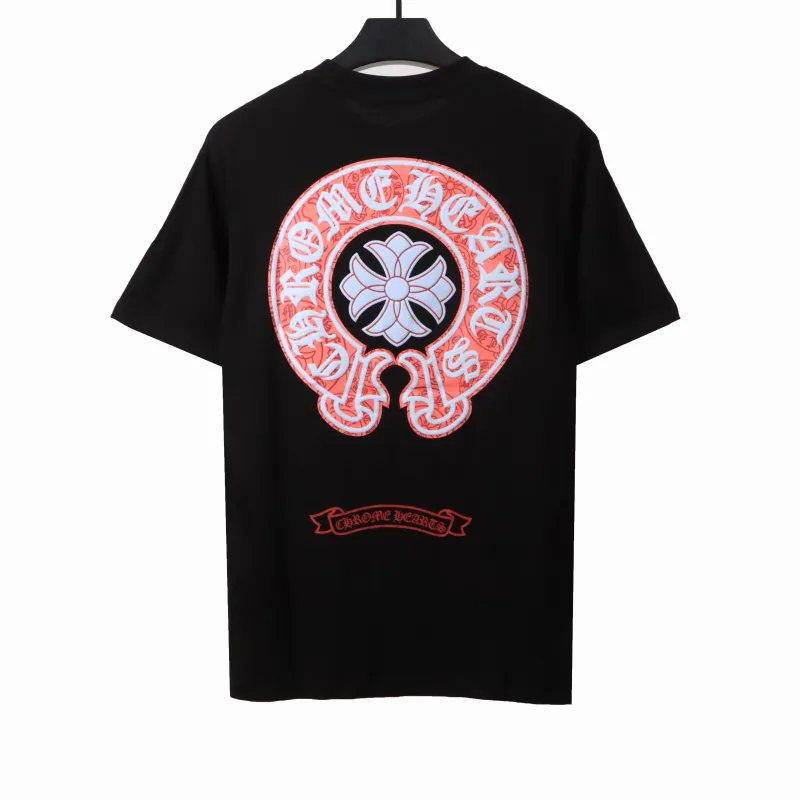  Chrome Hearts Horseshoe Foam Large Print T-Shirts Black