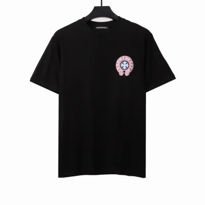 Chrome Hearts Horseshoe Foam Large Print T-Shirts Black 01