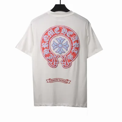  Chrome Hearts Horseshoe Foam Large Print T-Shirts White 02