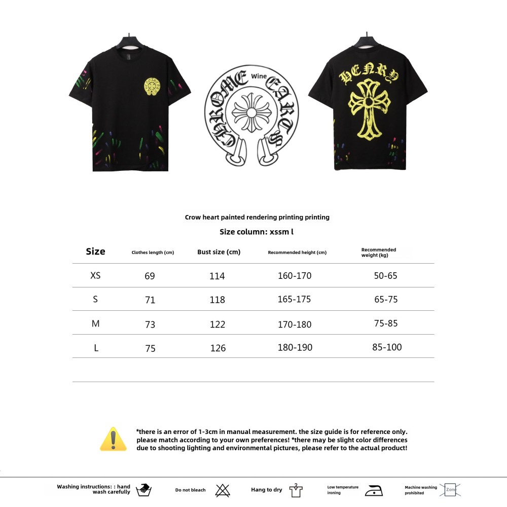  Chrome Hearts painted rendering print T-Shirts black