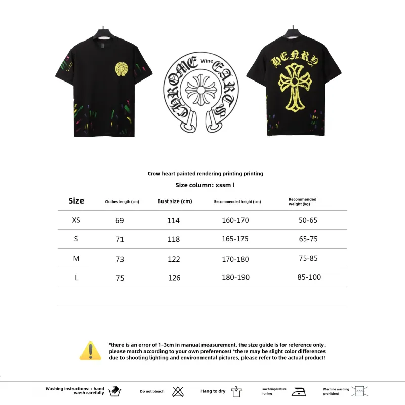  Chrome Hearts painted rendering print T-Shirts black