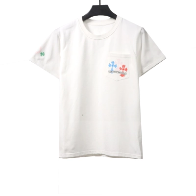 Chrome Hearts Rainbow Cross Print T-Shirts White 01