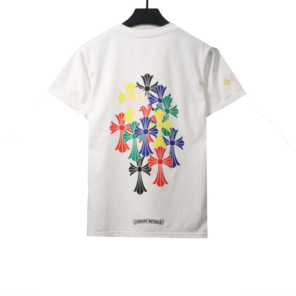 Chrome Hearts Rainbow Cross Print T-Shirts White