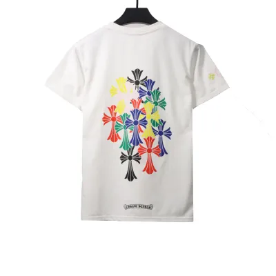  Chrome Hearts Rainbow Cross Print T-Shirts White 02
