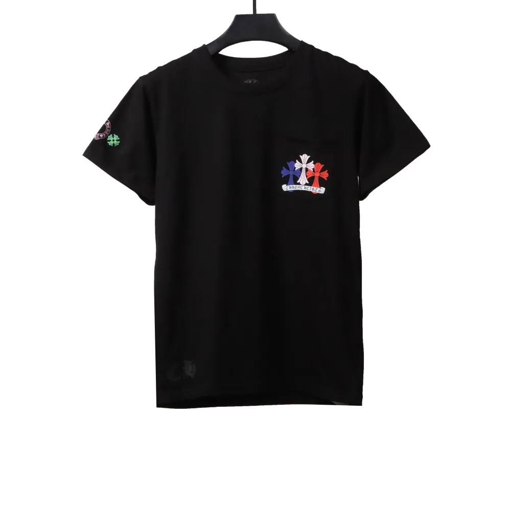  Chrome Hearts Rainbow Cross Print T-Shirts Black