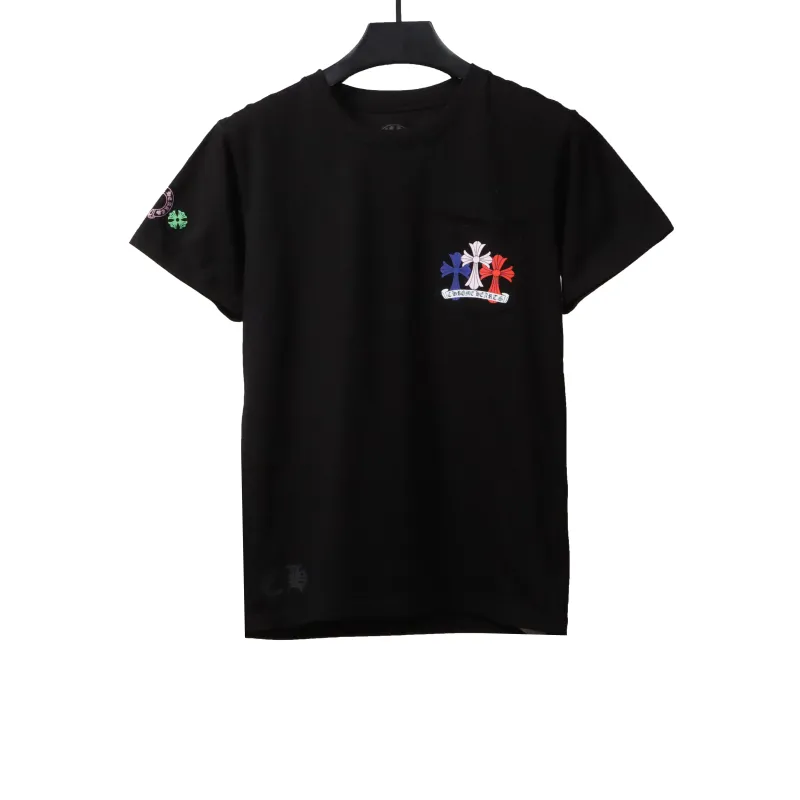  Chrome Hearts Rainbow Cross Print T-Shirts Black