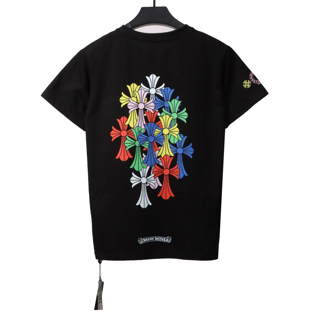 Chrome Hearts Rainbow Cross Print T-Shirts Black