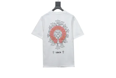 Chrome HeartsCH Sanskrit cross round T-Shirts T-shirt white 02