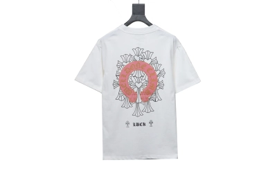 Chrome HeartsCH Sanskrit cross round T-Shirts T-shirt white 02